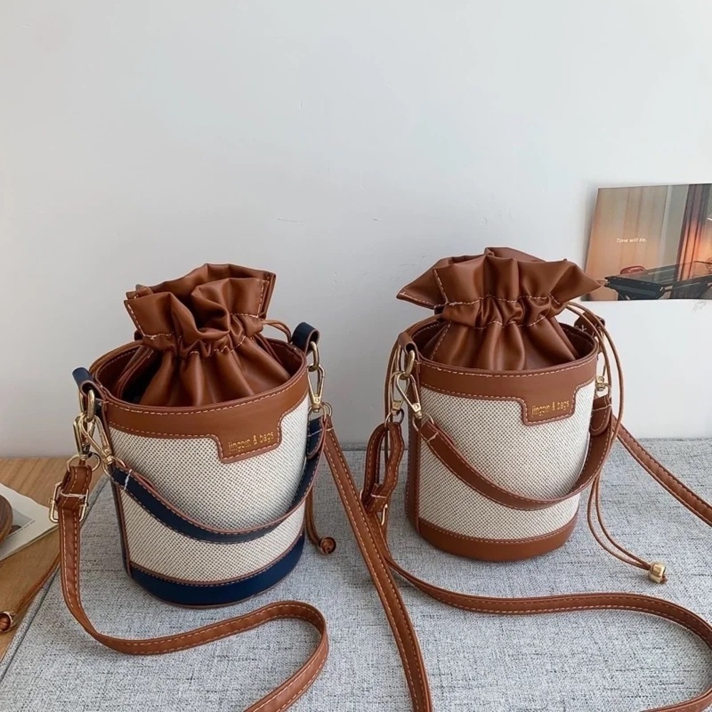 Blue and Cream Bucket Bag